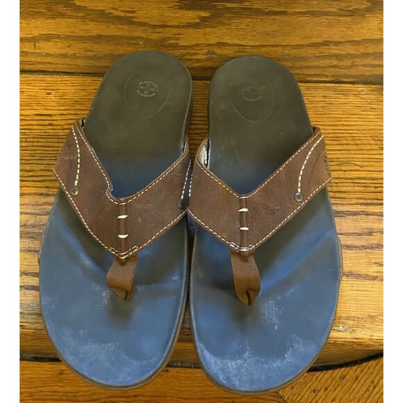 Dr Martens Brown Leather Flip Sandals Mens Shoes 13 - Picture 1 of 9